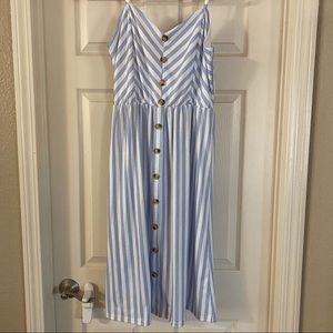 ANGASHION Summer Striped Faux-Button Dress
